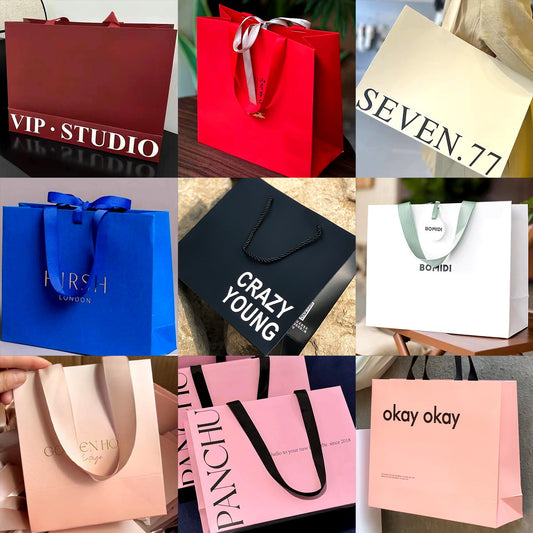 A clothing store tote bag custom paper bag premium sense printing logo high-end ins style high value women's clothing store shopping bag