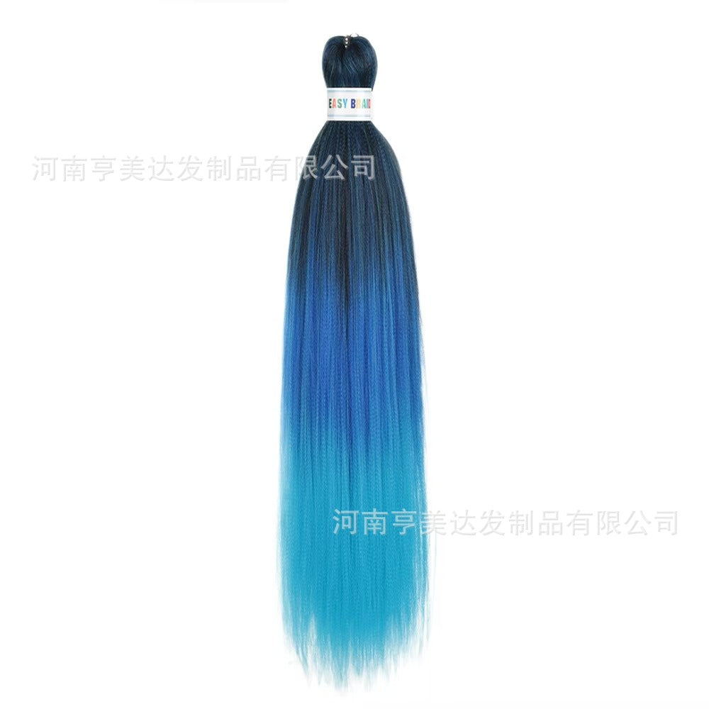 A EZ Color 26inch Women Chemical Fiber Long Straight Hair Large Easy Braided Hair Low Temperature Silk Long Straight Hair Wig - Mixbatch