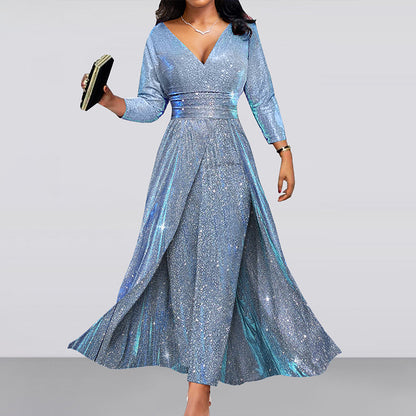 A banquet dress skirt double-sided sequined large skirt tube top sexy fashion