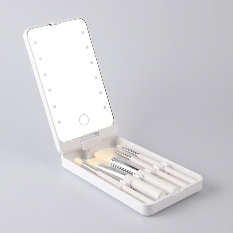 A LED lamp makeup mirror makeup brush set