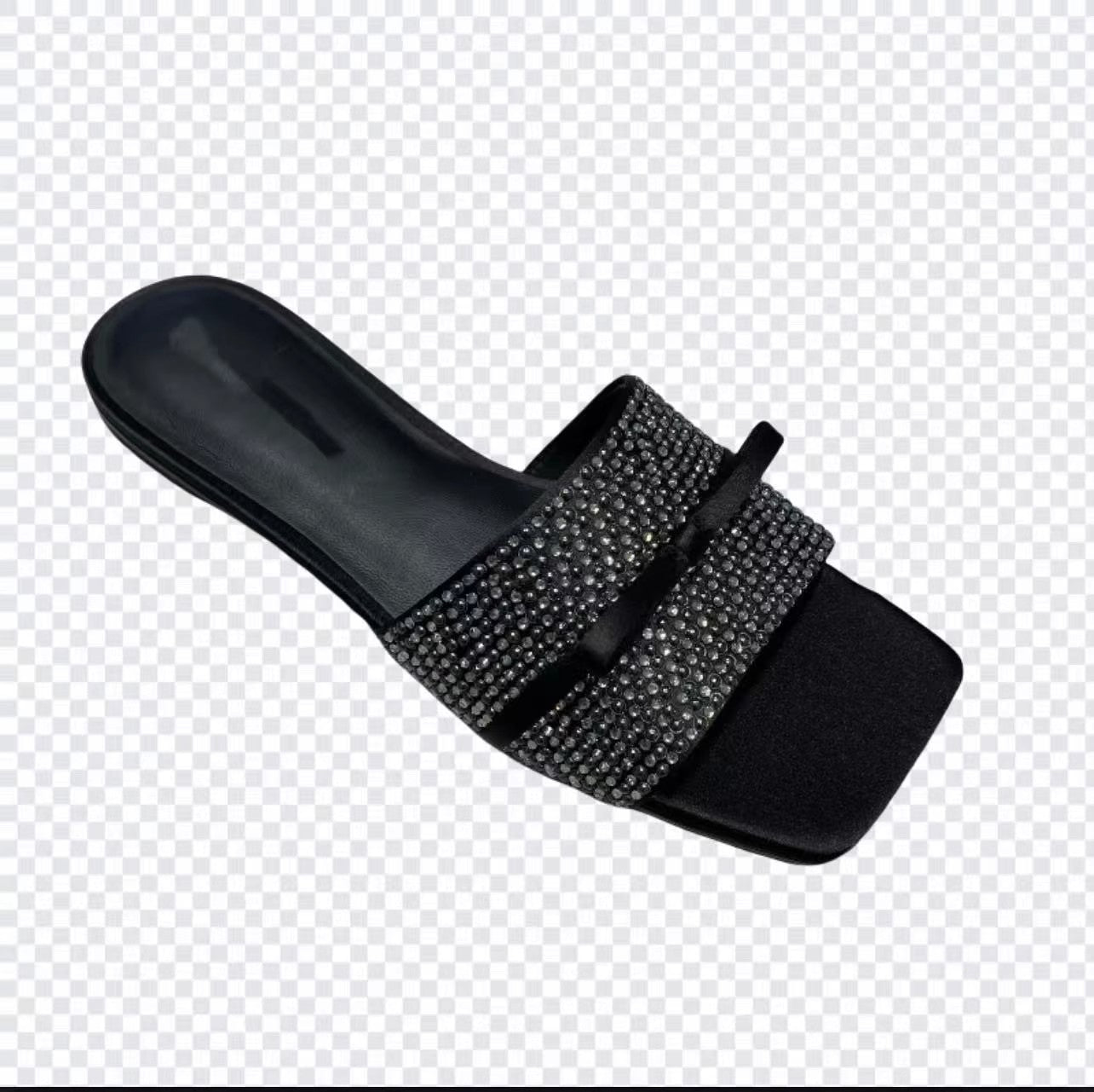 A Rhinestone Flip Flat Bottom Summer Slippers Ladies