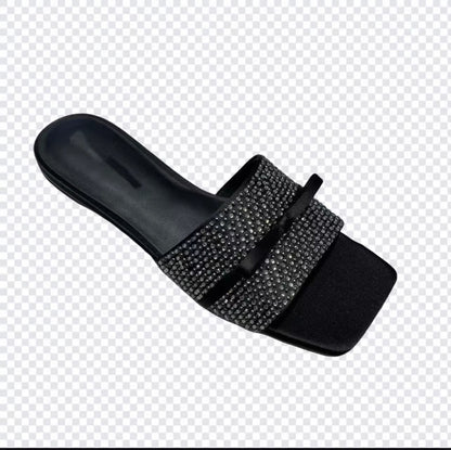 A Rhinestone Flip Flat Bottom Summer Slippers Ladies