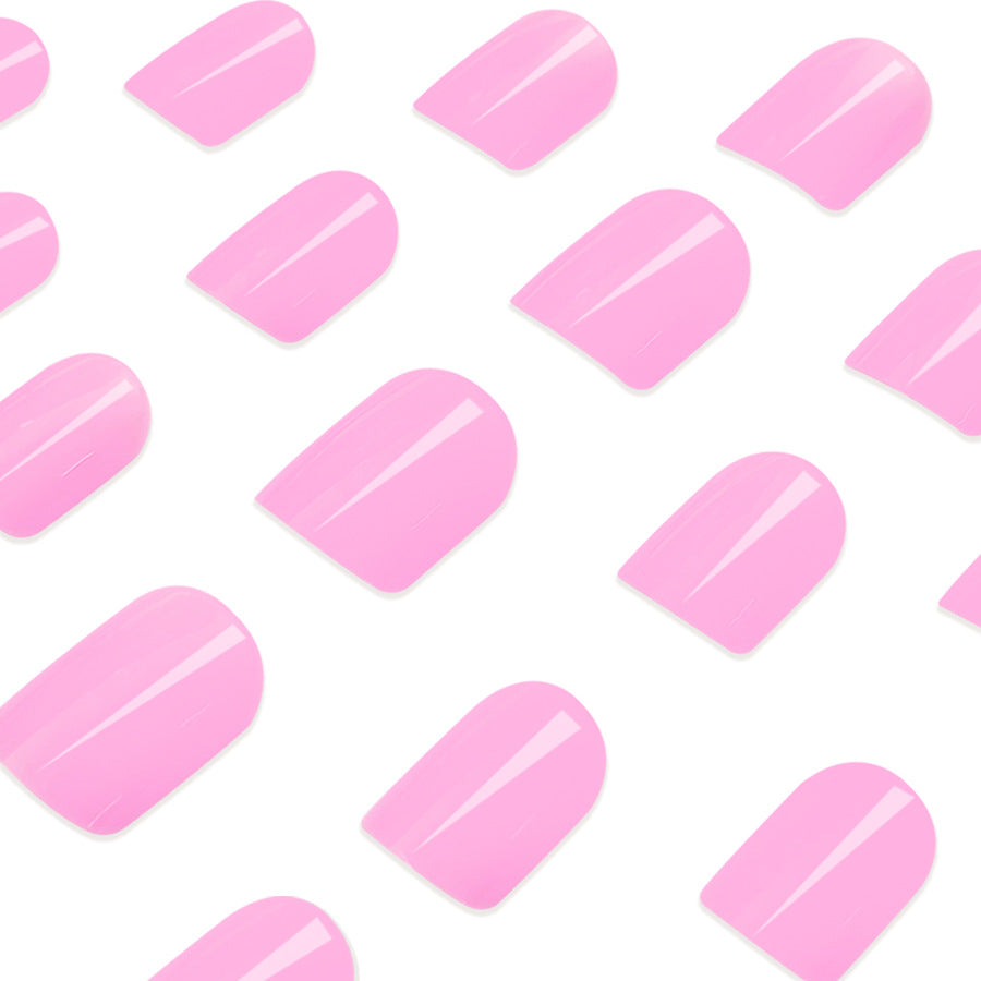 A short glossy square nail girl, light pink, fresh, fashionable and cute, solid color wearing nail art patch, foreign trade 24 pieces - Mixbatch