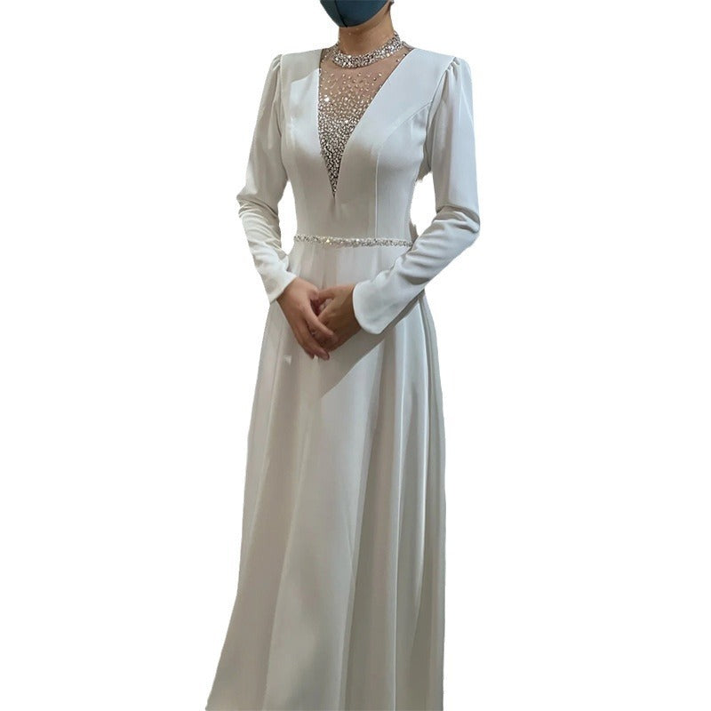 A banquet evening dress temperament white dress