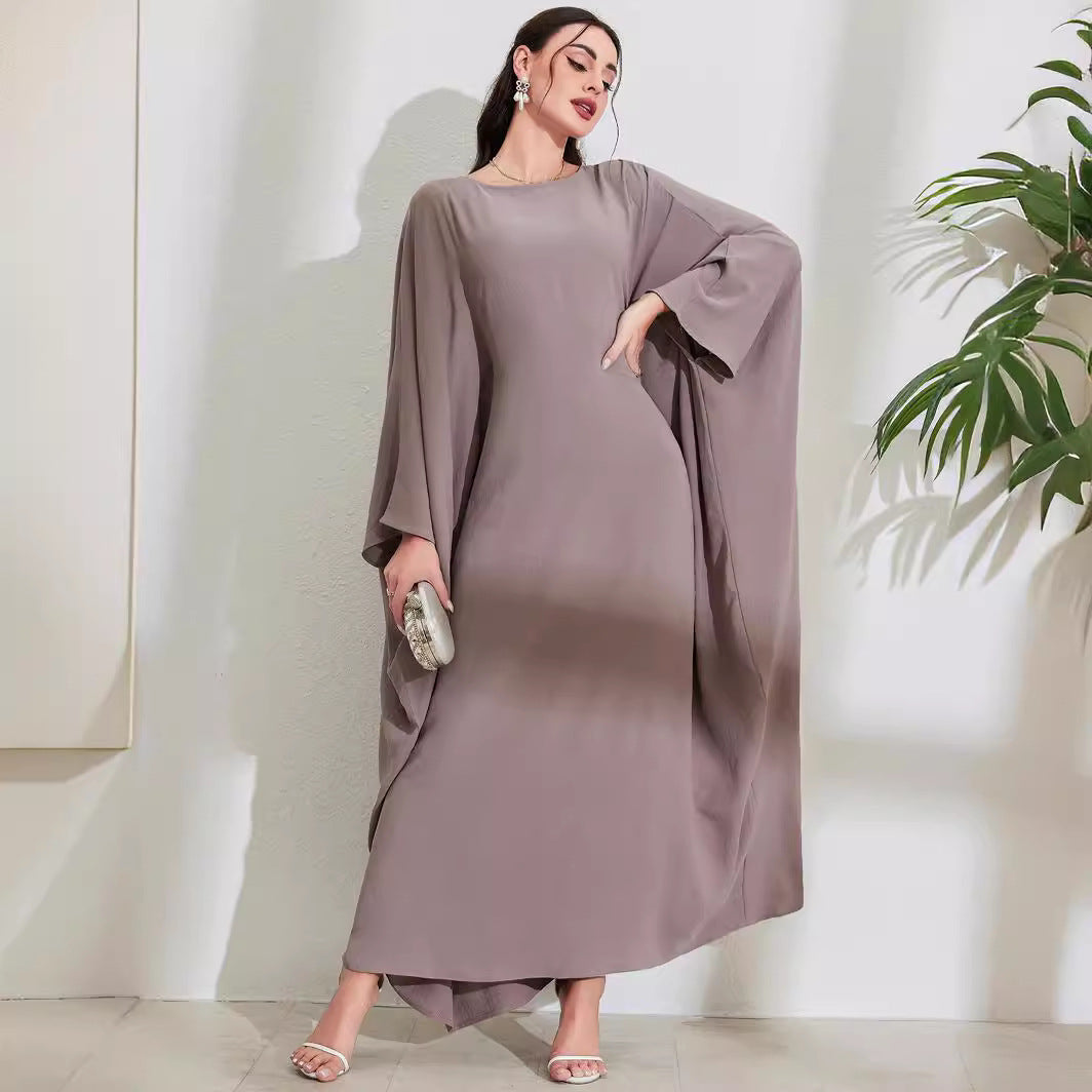 Cross-border new Muslim robe, Middle Eastern Arabic dress, straps, bat sleeves, crew neck, fashionable and elegant dress - Mixbatch