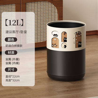 A black walnut wood grain trash can