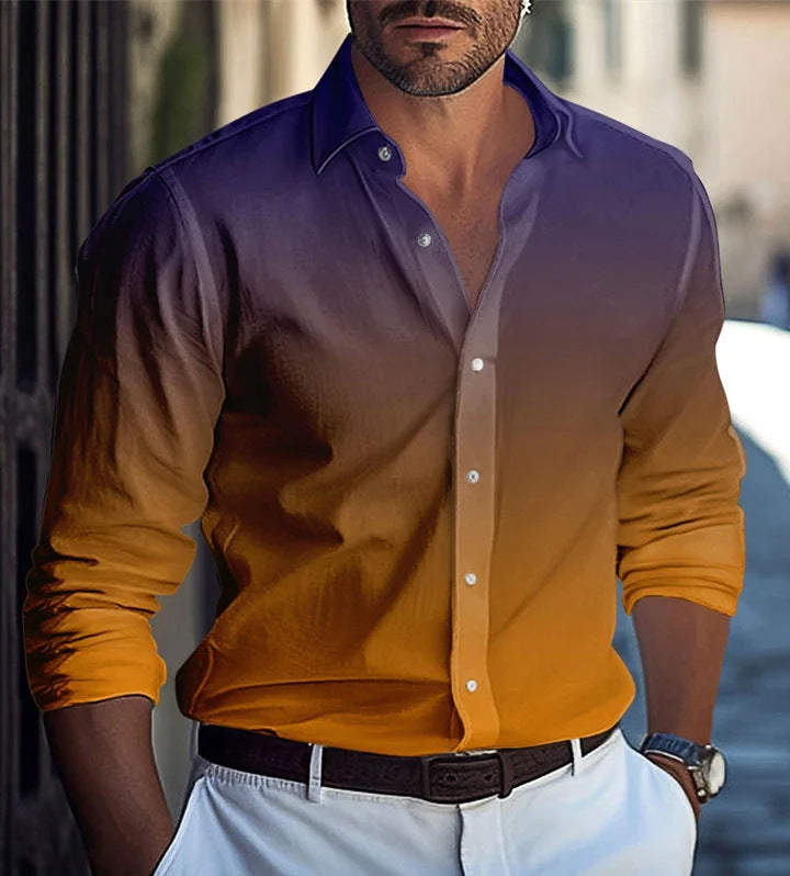 A long-sleeved shirt with gradual change of color