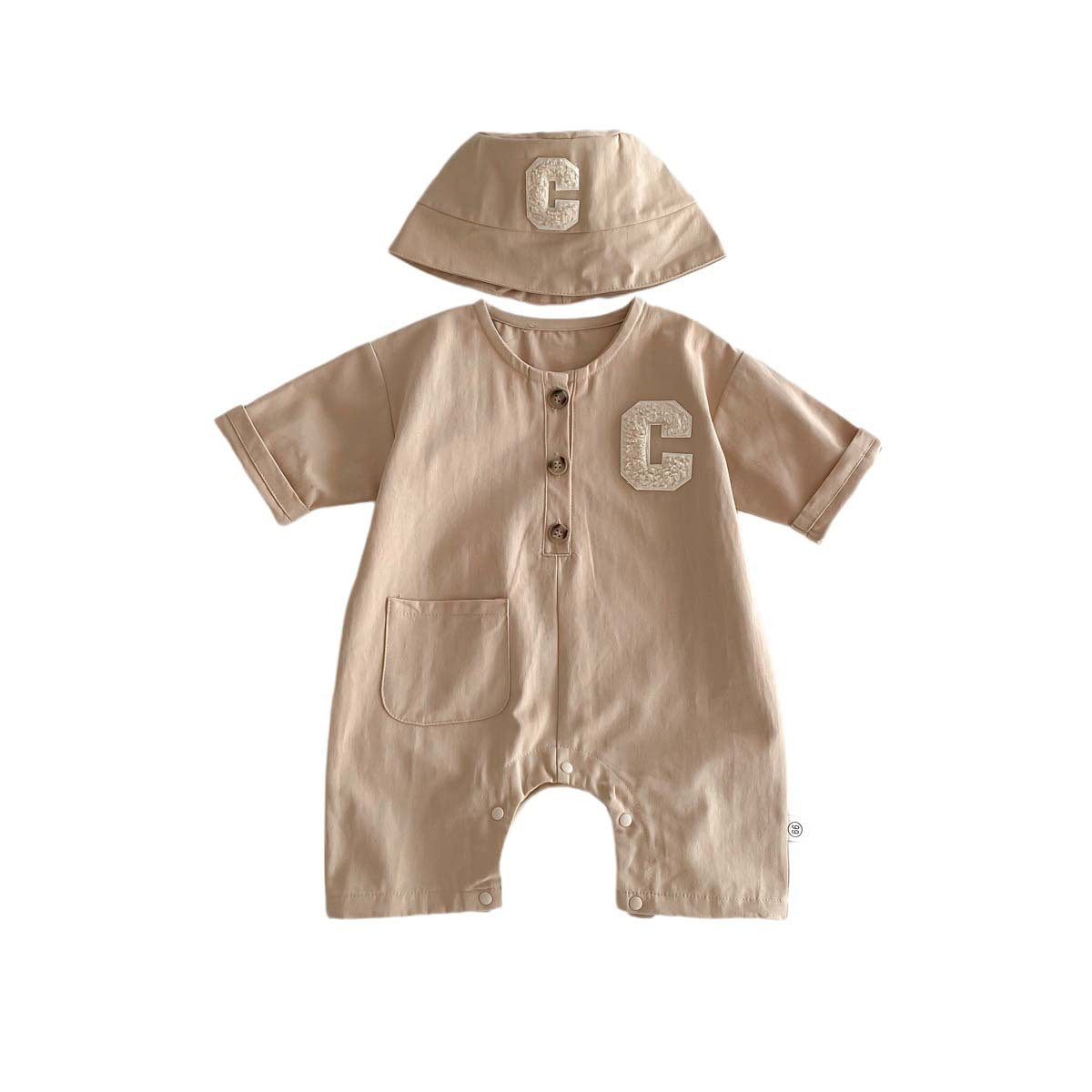 A 2024 Spring Korean version of the baby crawling clothes, boys' workwear, loose onesies, children's long-sleeved clothes, and hats - Mixbatch