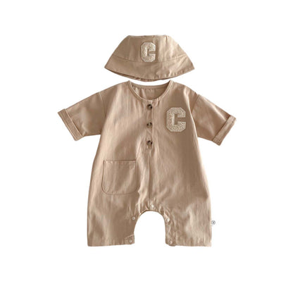 A 2024 Spring Korean version of the baby crawling clothes, boys' workwear, loose onesies, children's long-sleeved clothes, and hats - Mixbatch