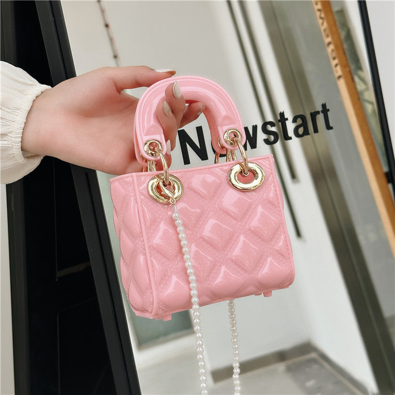 A summer new jelly bag children's bag mini bag diamond Princess Diana bag pvc bag pearl messenger women's bag - Mixbatch