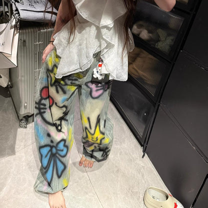 A graffiti print jeans