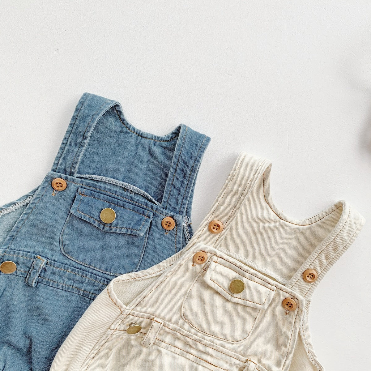 A ins summer Korean version baby and toddler boys and girls sleeveless denim bag butt jumpsuit with shoulder strap climbing suit and hat - Mixbatch