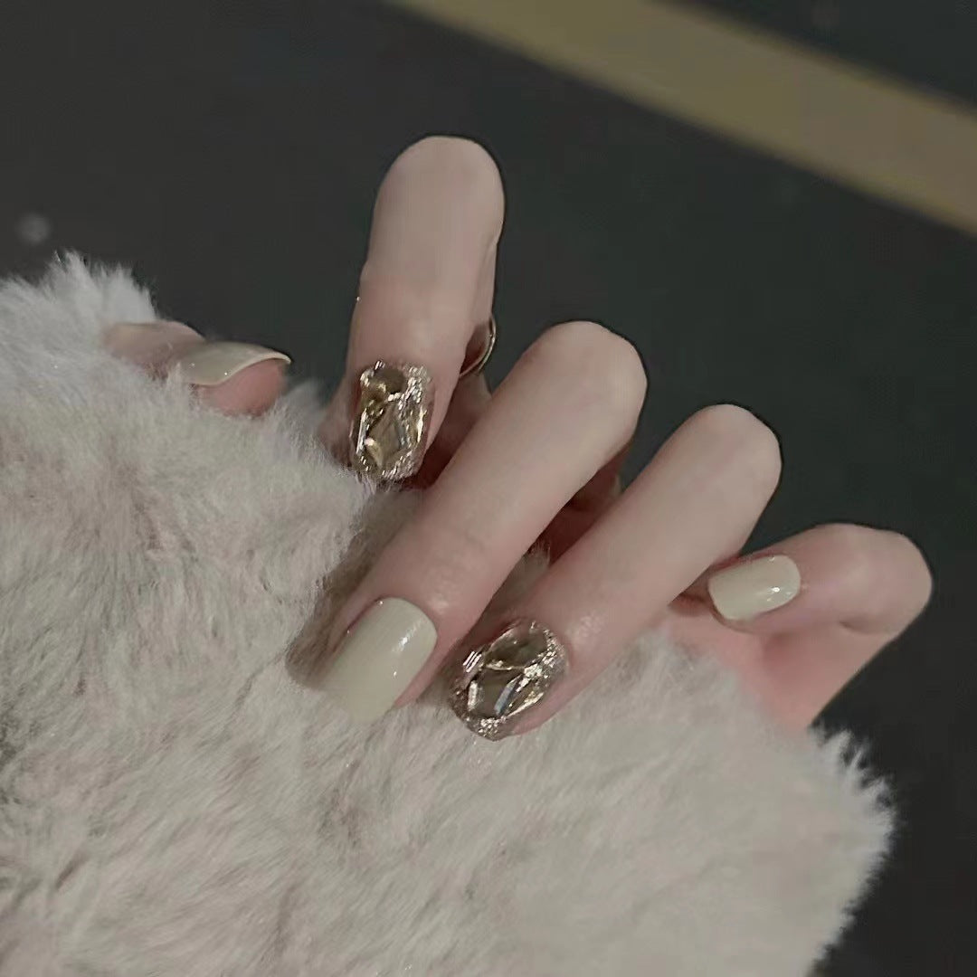 A Yi Yi Dance 30 pieces Handmade white moonlight cat eye manicure pieces Gentle temperament cat eye aurora wearing armor Xiaohongshu explosion - Mixbatch