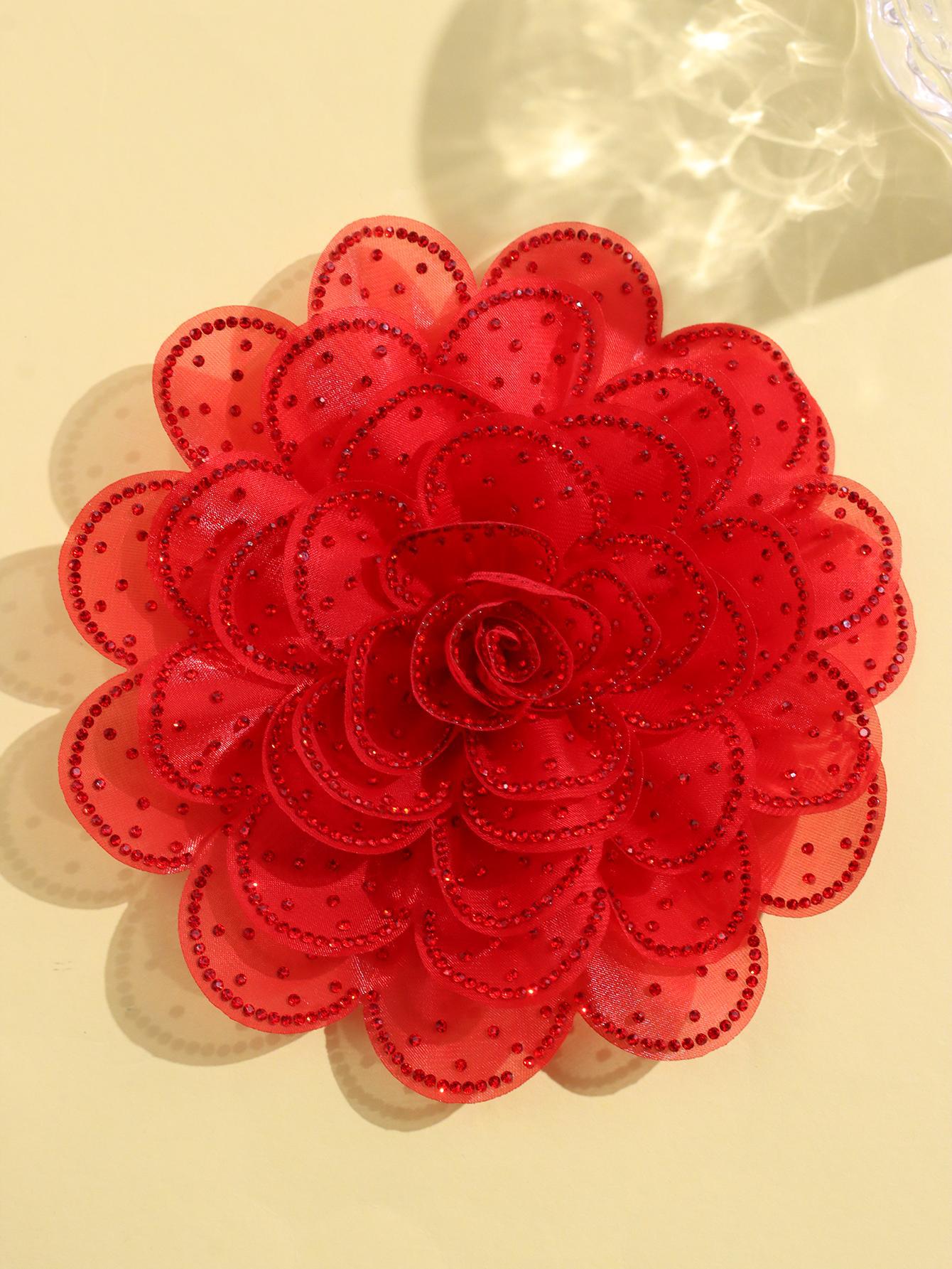 A new 14cm flower rhinestone patch creative clothing brooch decorative flower set with diamond flower clothing accessories - Mixbatch