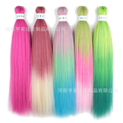 A EZ Color 26inch Women Chemical Fiber Long Straight Hair Large Easy Braided Hair Low Temperature Silk Long Straight Hair Wig - Mixbatch