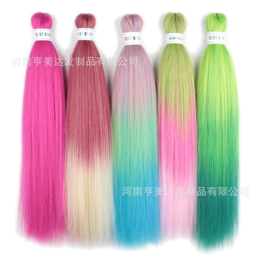 A EZ Color 26inch Women Chemical Fiber Long Straight Hair Large Easy Braided Hair Low Temperature Silk Long Straight Hair Wig - Mixbatch