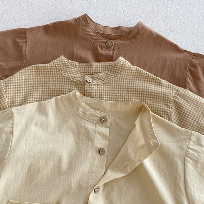 A INS Korean version of the baby summer thin solid color short-sleeved shirt and shorts set for children and boys casual two-piece set - Mixbatch