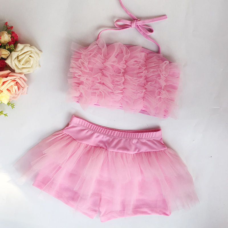 A Korean children's swimsuit girls split skirt swimsuit baby bikini girls medium children cute flower swimsuit - Mixbatch
