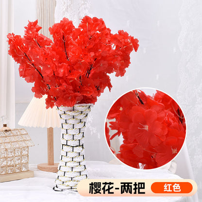 A Simulation Cherry Blossom Branch Cherry Blossom Tree Plastic Peach Blossom Arrangement Wedding Ceiling Decoration Indoor Home Tabletop Ornament