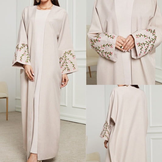 Muslim Embroidered Middle Eastern Clothing Fashion Elegant Cardigan Embroidered Dress Robe - Mixbatch