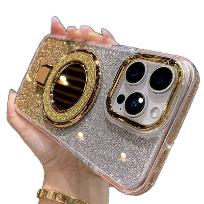 A glitter mirror magnetic suction bracket mobile phone case
