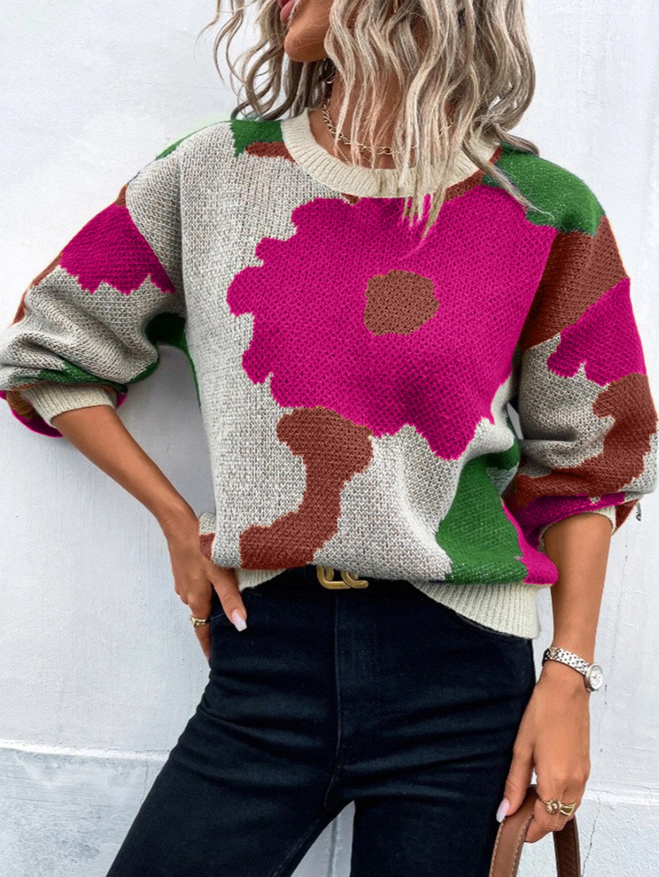 A Women's Long Sleeve Knitted Sweater