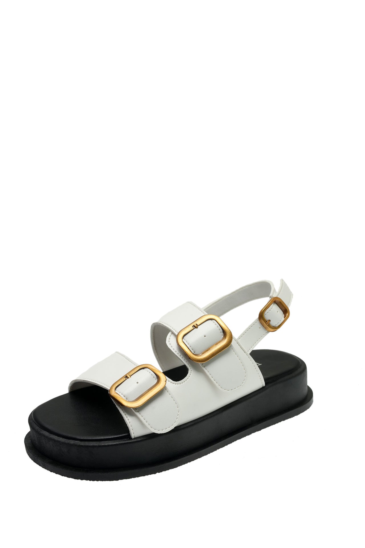 A muffin platform casual sandals women's summer new fashion double-breasted metal buckle foreign trade Roman sandals women