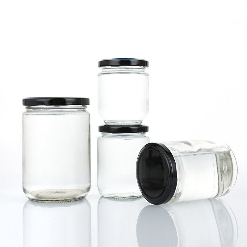 A Sealed transparent honey bottle Round glass jam vegetable bottle Canned bottle Chili sauce, honey jar - Mixbatch