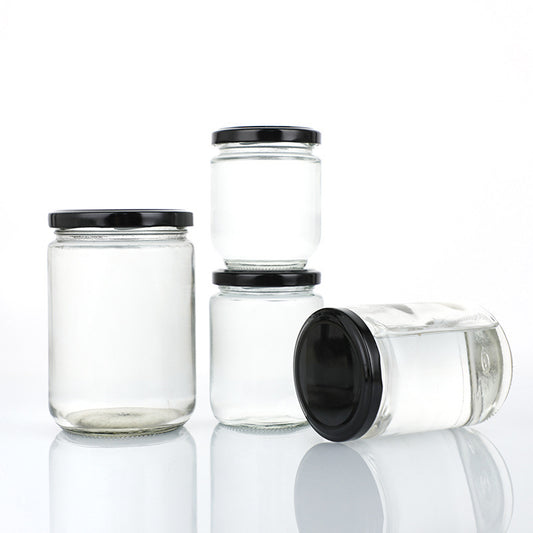 A Sealed transparent honey bottle Round glass jam vegetable bottle Canned bottle Chili sauce, honey jar - Mixbatch