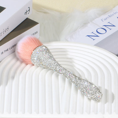 A new diamond-encrusted small waist loose powder makeup brush, oversized single soft-bristled nail brush, blush brush, beauty tool. - Mixbatch