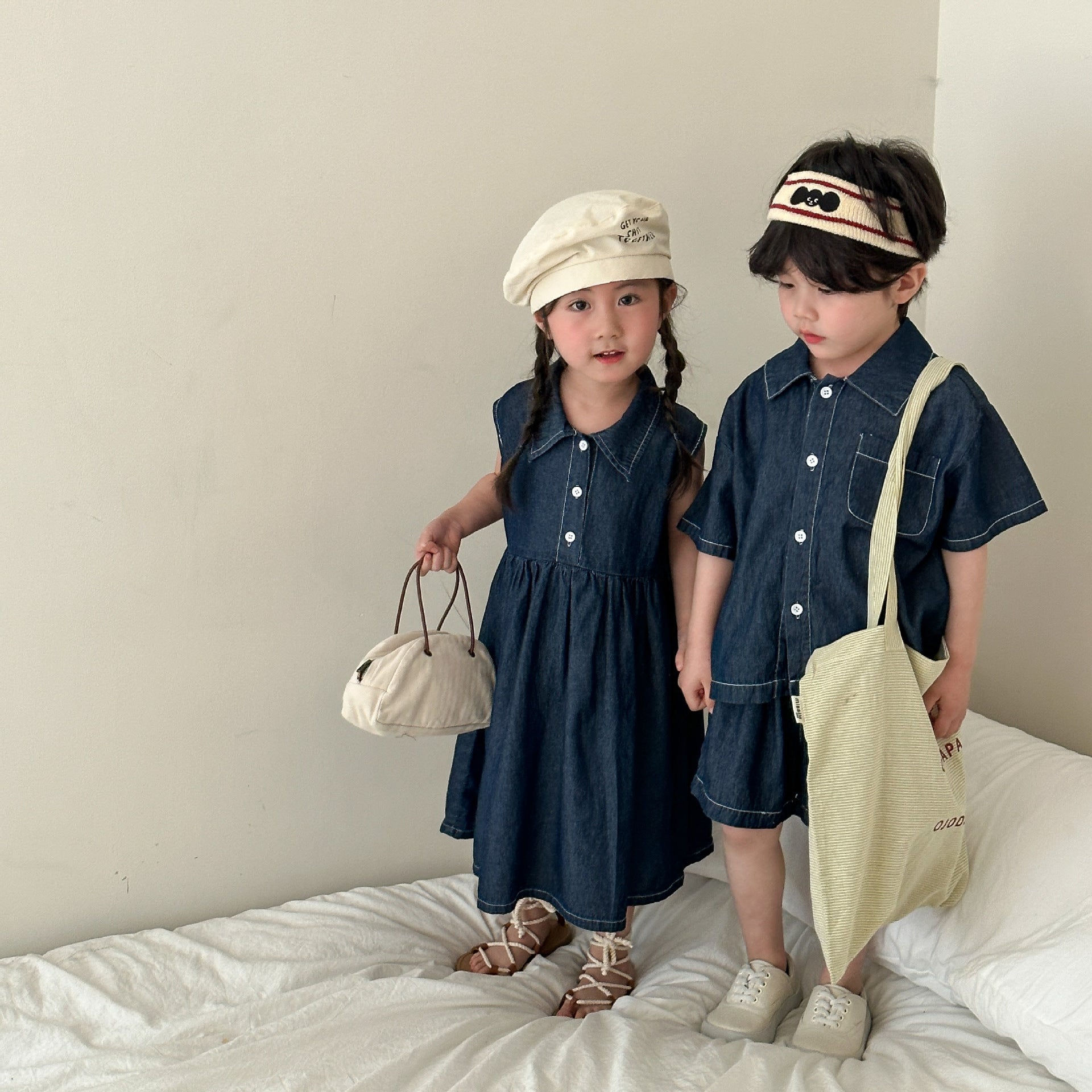 A children's summer denim suit for boys - Mixbatch