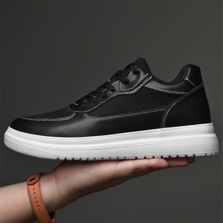 A men's shoes summer breathable couple heightening shoes 8cm men's cowhide inner