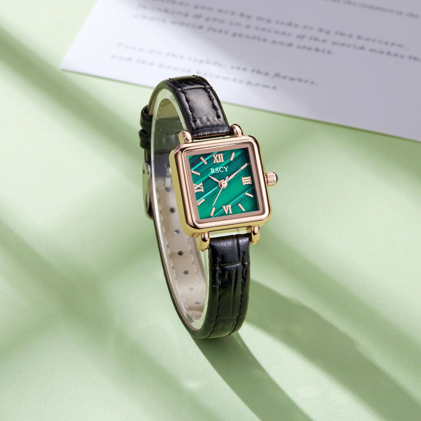 A new retro sugar cube elegant small brown watch RISCYUE luxury classic quartz women's watch