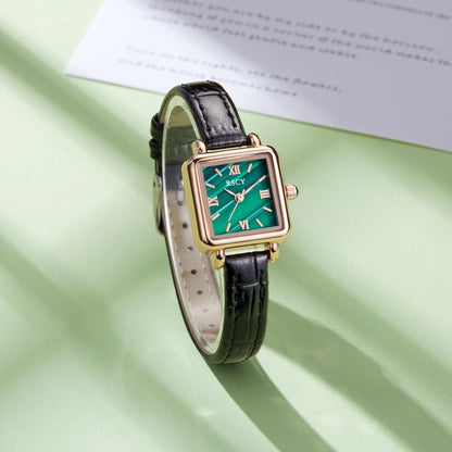 A new retro sugar cube elegant small brown watch RISCYUE luxury classic quartz women's watch