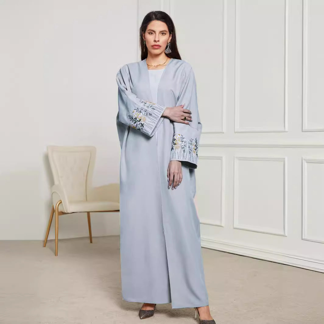 Middle Eastern Muslim Clothing Robe Embroidered Cardigan Dress Long Dress Bat Sleeve - Mixbatch