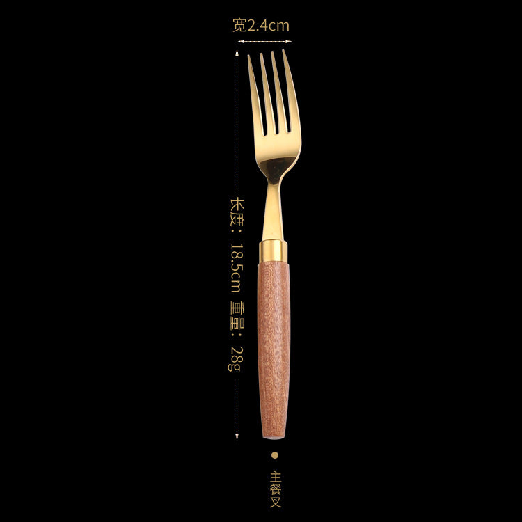 A304 stainless steel knife, fork and spoon sapili wooden handle
