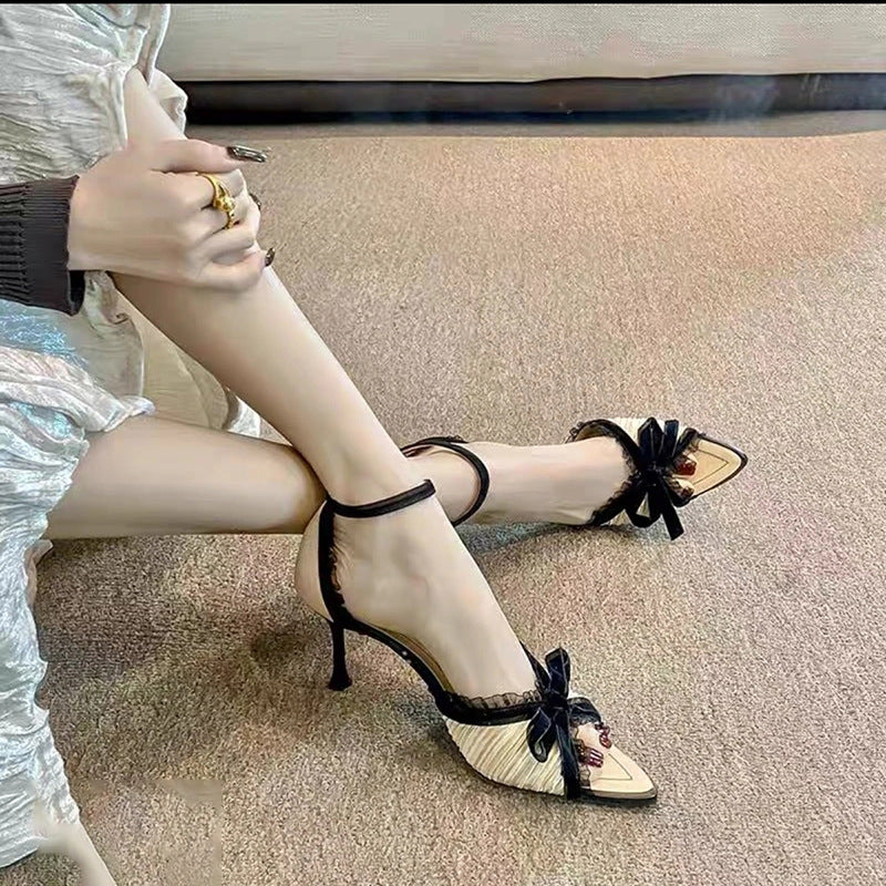 P lolita bow lace high heels