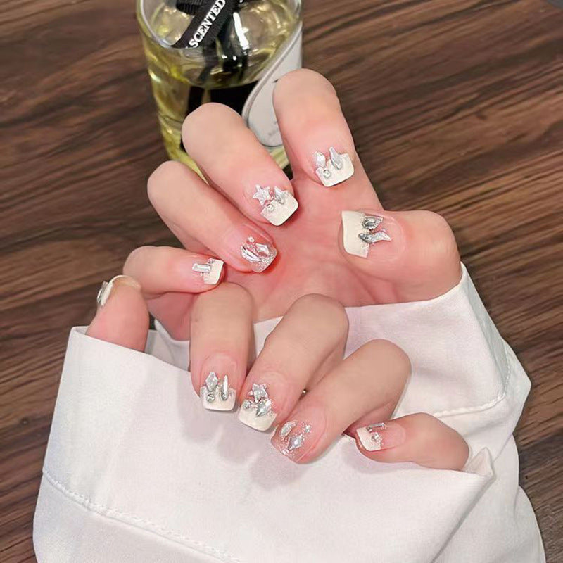 A Yi Yi Dance 30 pieces Handmade white moonlight cat eye manicure pieces Gentle temperament cat eye aurora wearing armor Xiaohongshu explosion - Mixbatch