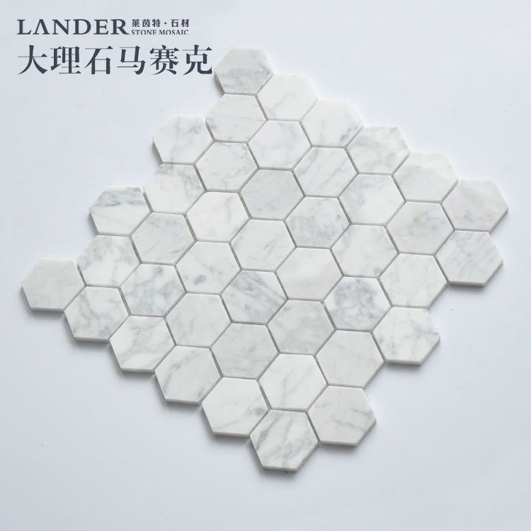 A natural marble mosaic hexagonal brick bathroom wall brick