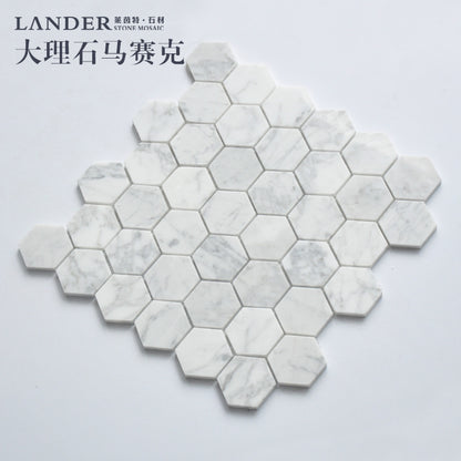 A natural marble mosaic hexagonal brick bathroom wall brick