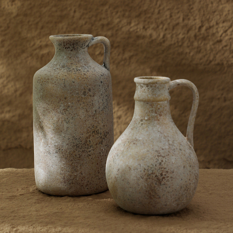 A coarse pottery handmade vase