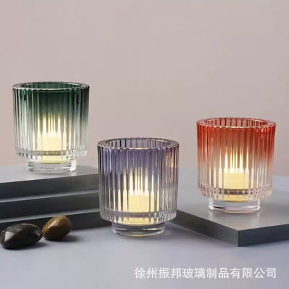 A gradual change of color candle cup empty glass candlestick