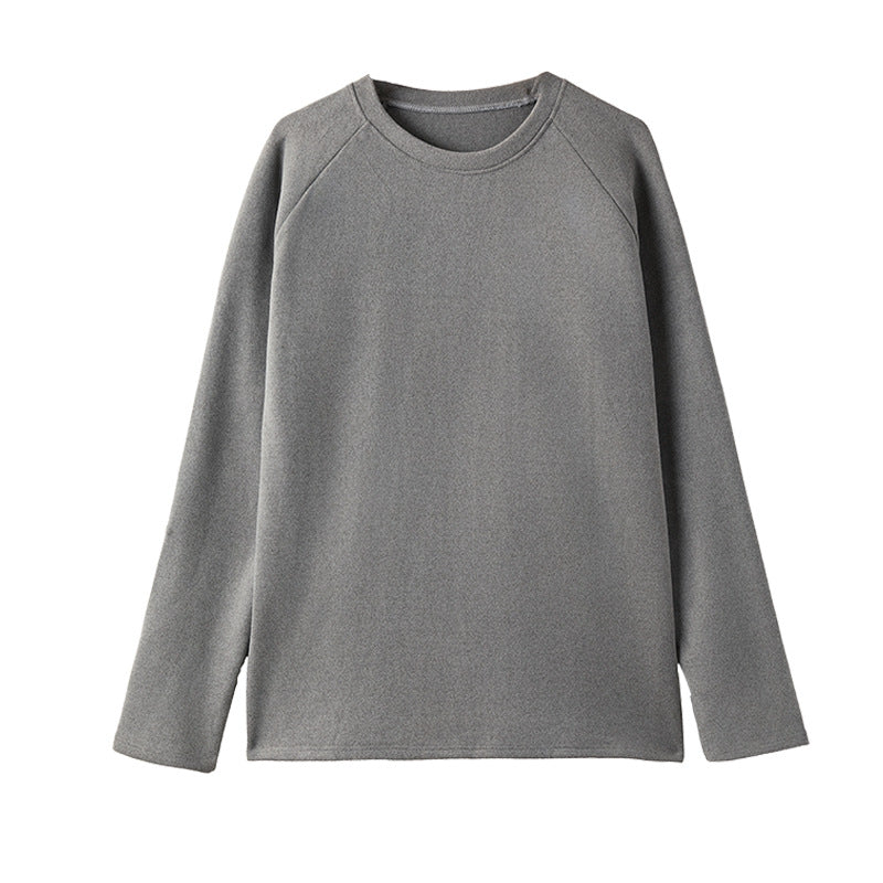 A crewneck long-sleeved top