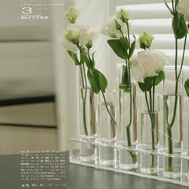 A test tube vase small ornament living room light luxury high-grade glass flower stand flower hydroponic flower arrangement test tube vase does not contain flowers