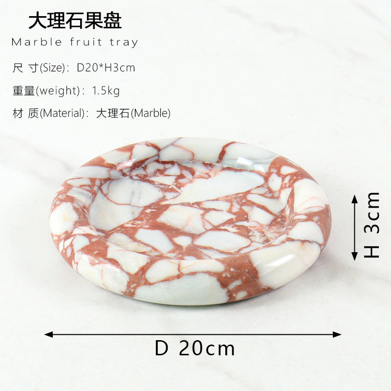 طبق دائري من حجر الترافرتين الأصفر الطبيعي 