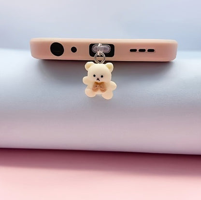 A Mobile Phone Dust Plug IOS Phone/Type-C/Android Couple Coffee Bear Pendant Mobile Phone Pendant