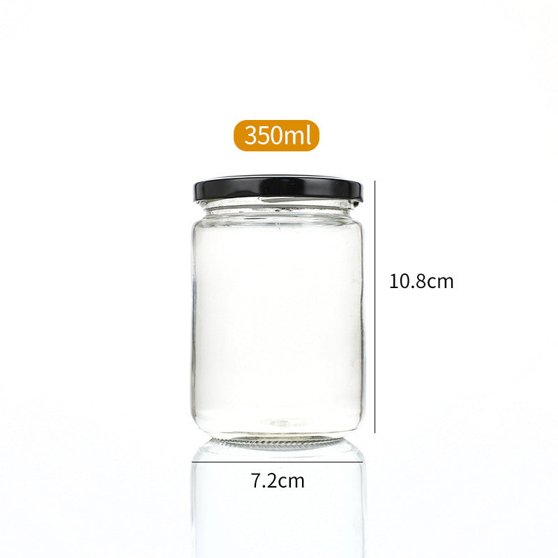 A Sealed transparent honey bottle Round glass jam vegetable bottle Canned bottle Chili sauce, honey jar - Mixbatch