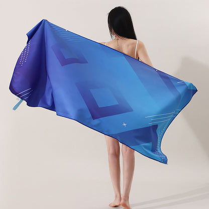 A microfiber double-sided velvet beach towel