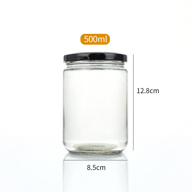 A Sealed transparent honey bottle Round glass jam vegetable bottle Canned bottle Chili sauce, honey jar - Mixbatch