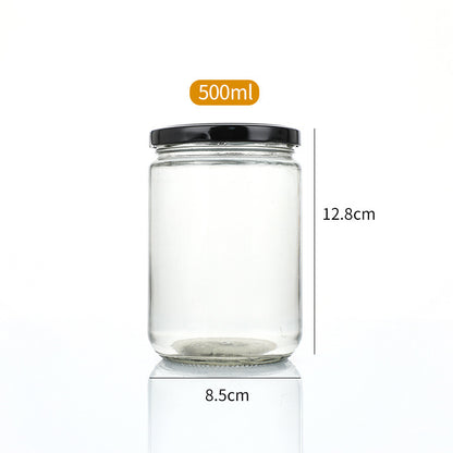 A Sealed transparent honey bottle Round glass jam vegetable bottle Canned bottle Chili sauce, honey jar - Mixbatch